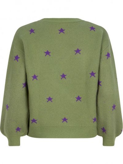 knitted sweater star apple green purple back