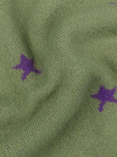 knitted sweater star apple green purple detail